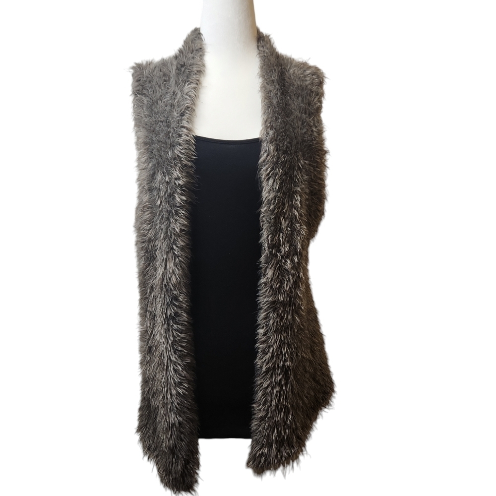 Cabi Women's Black Gray Cotton Mohair Alpaca Vest Size XS